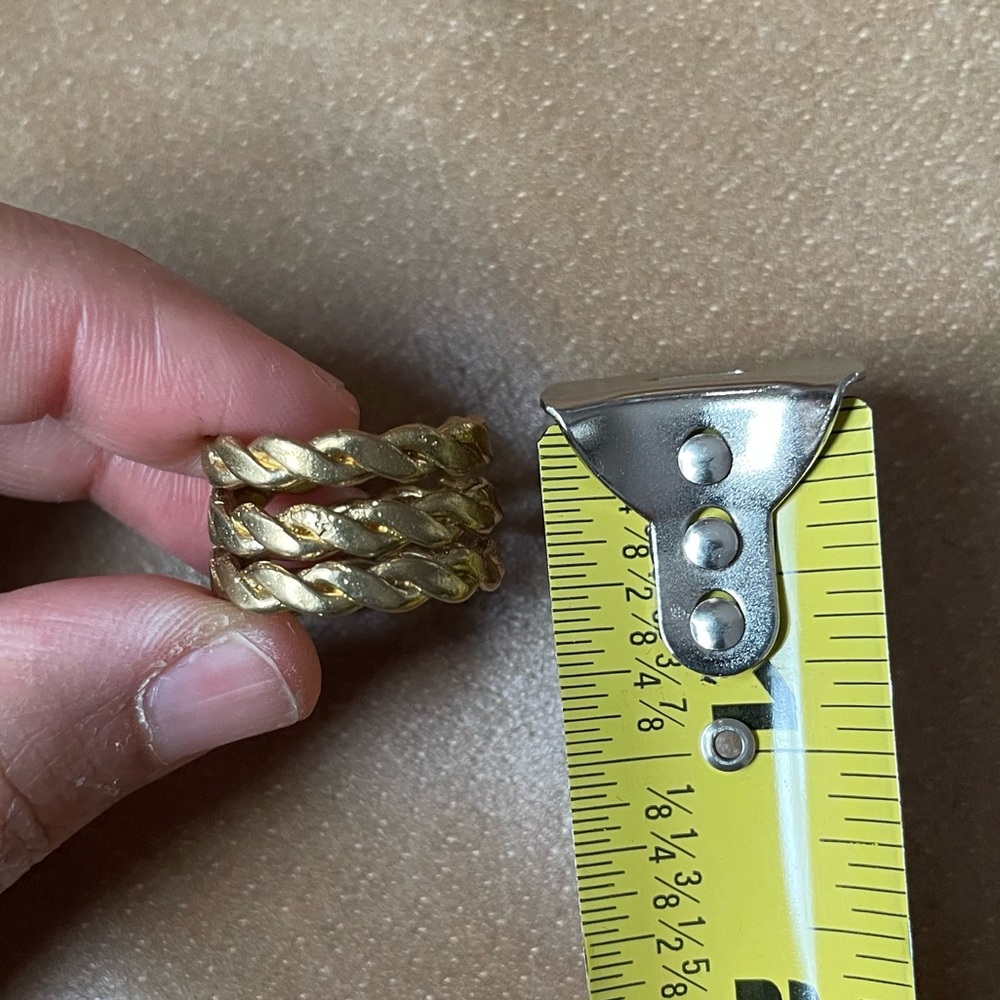 Vintage brass braided rope triple band solid ring boho gold layer stack - Picture 7 of 8
